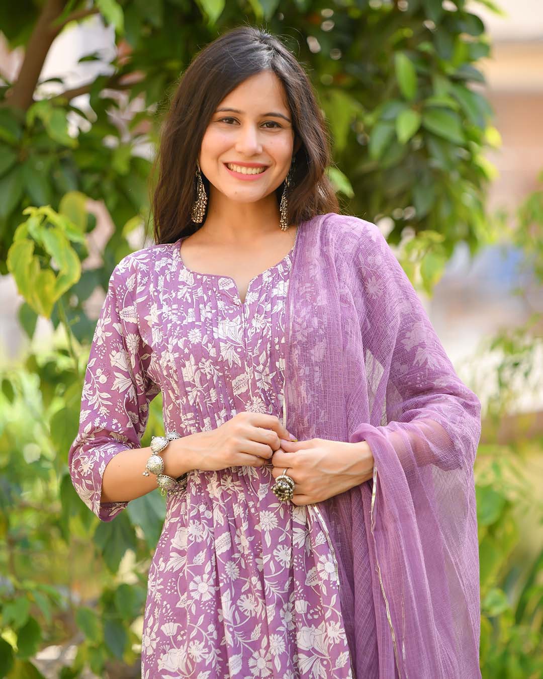 RX40 Purple Ktd Cotton Printed Kurti With Bottom Dupatta Catalog